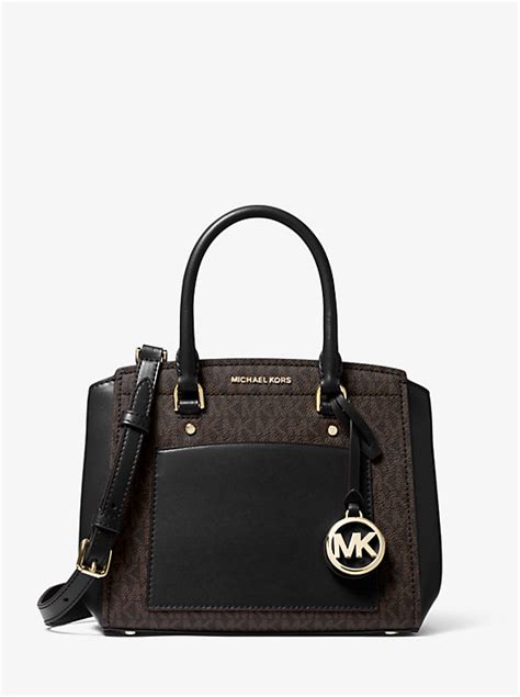 michael kors park medium logo and leather satchel|Michael Kors handbags.